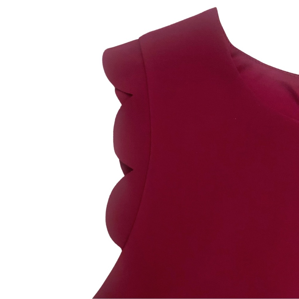 Betsey Johnson Scallop Shift Dress Sleeveless Pink Burgundy Short Feminine Work - Picture 5 of 11